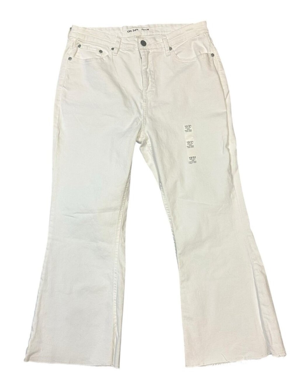 ON 34th Women's Frayed Flare Leg Crop‎ Jeans - Size 12/31 - 26" Inseam - White